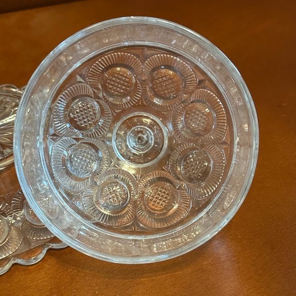 Bryce Higbee Antique Glass Butter Dish with Lid Crescent Pattern - Picture 4 of 7